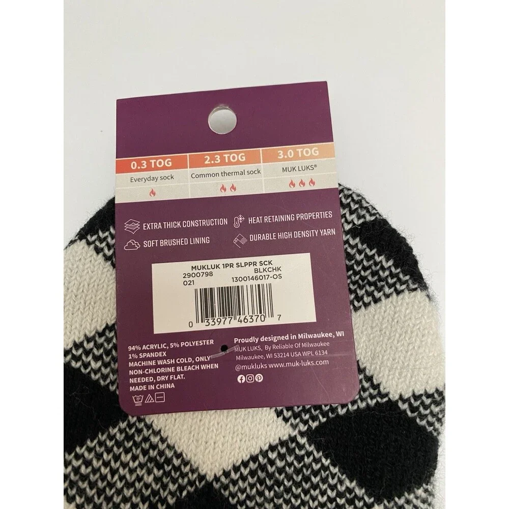MUK LUKS Thermal Slipper Socks Woman’s 3.0 TOG Rating Size 6-10 Shoe Xtra Thick